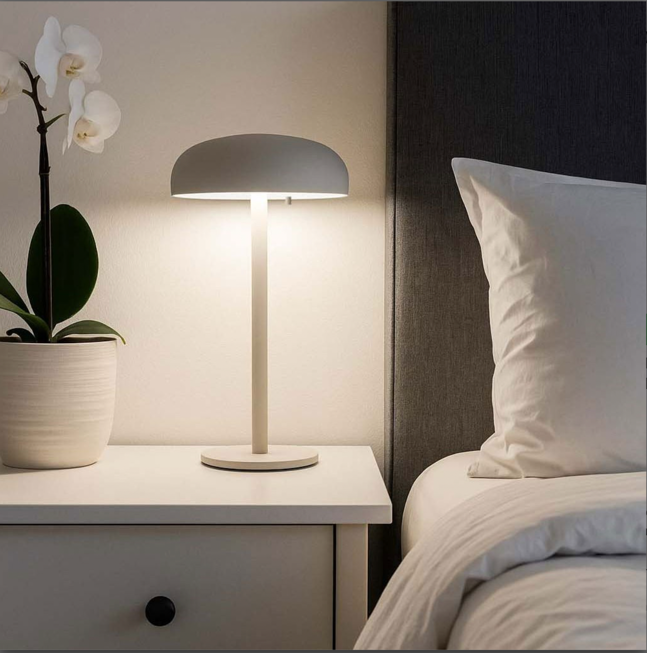 Isolde LED Touch Tischlampe. Schwarz/Beige