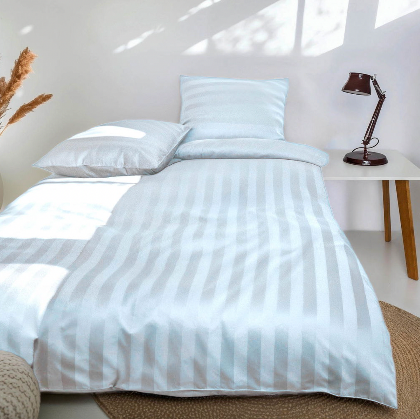 Bambus-Satin Bettwäsche, Hellblau 140x200 - 63x60