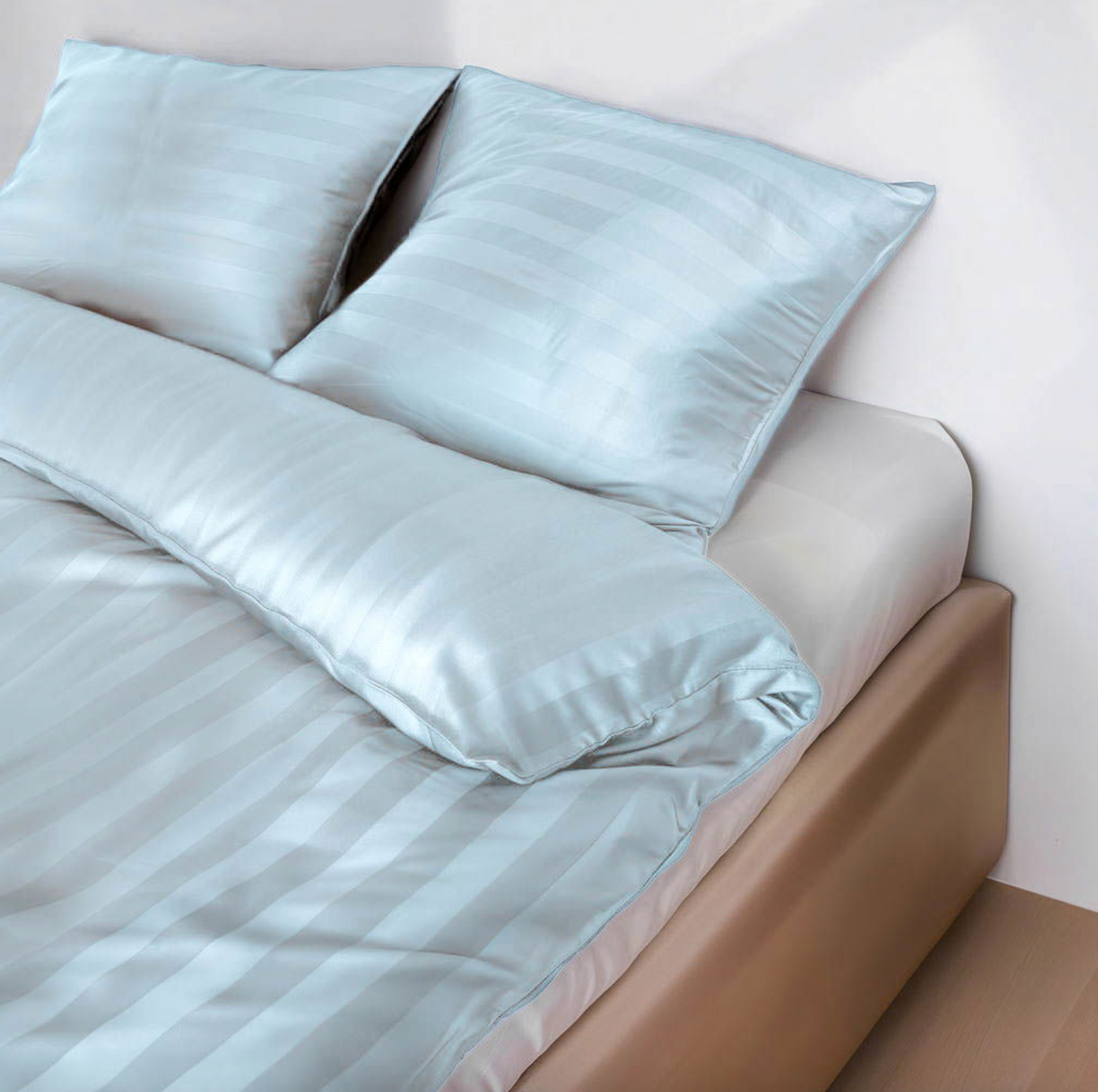 Bambus-Satin Bettwäsche, Hellblau 140x200 - 63x60