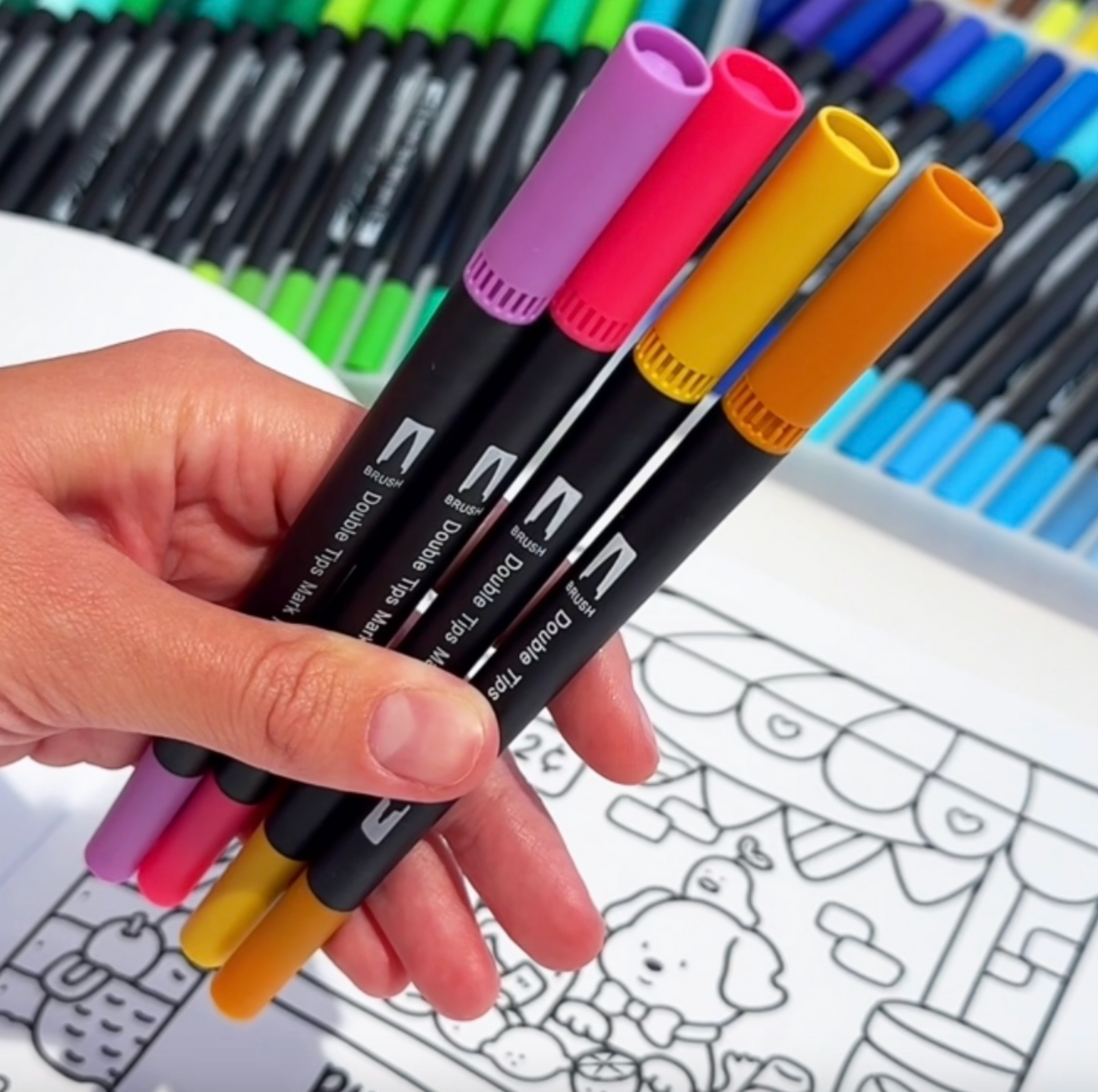 120 doppelseitige wasserbasierte Brushpens