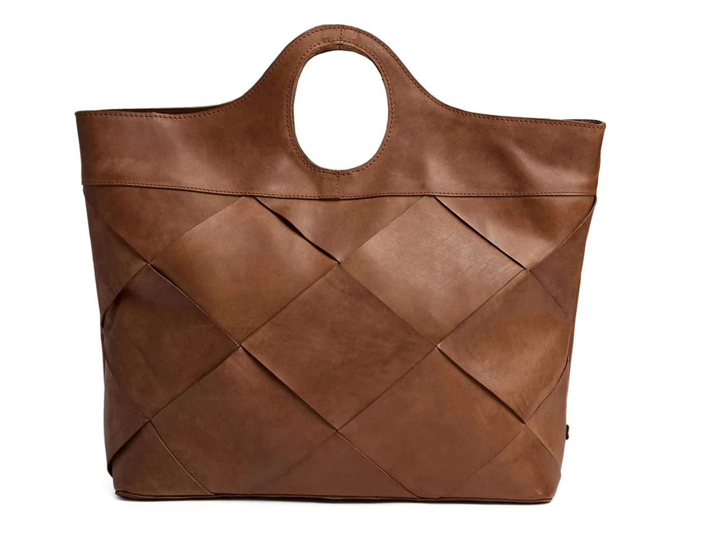 Exklusiver handgeflochtener Shopper - Soft Cognac