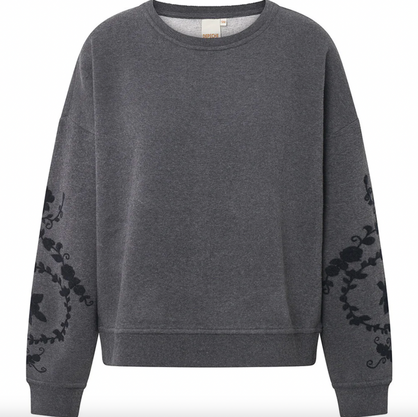 Sweatshirt mit Stickerei - Grau Oversize