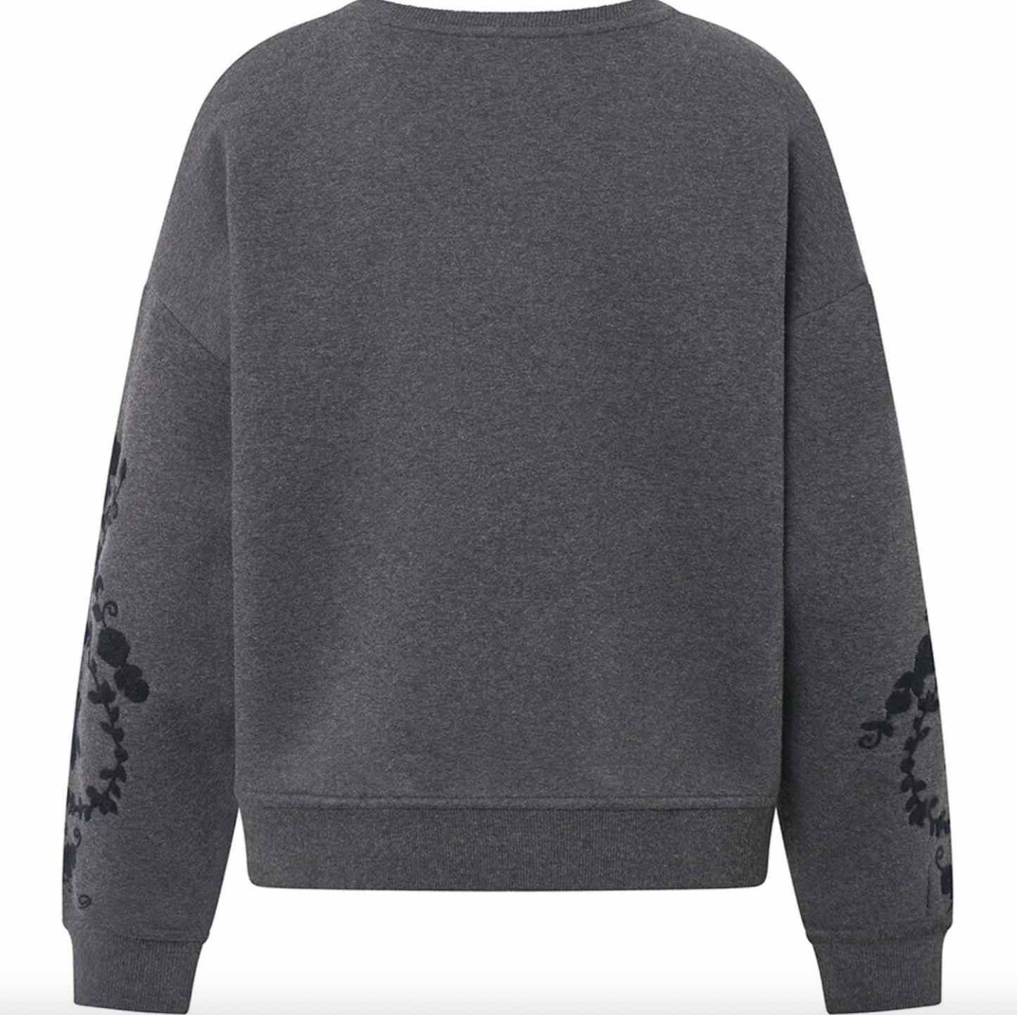 Sweatshirt mit Stickerei - Grau Oversize