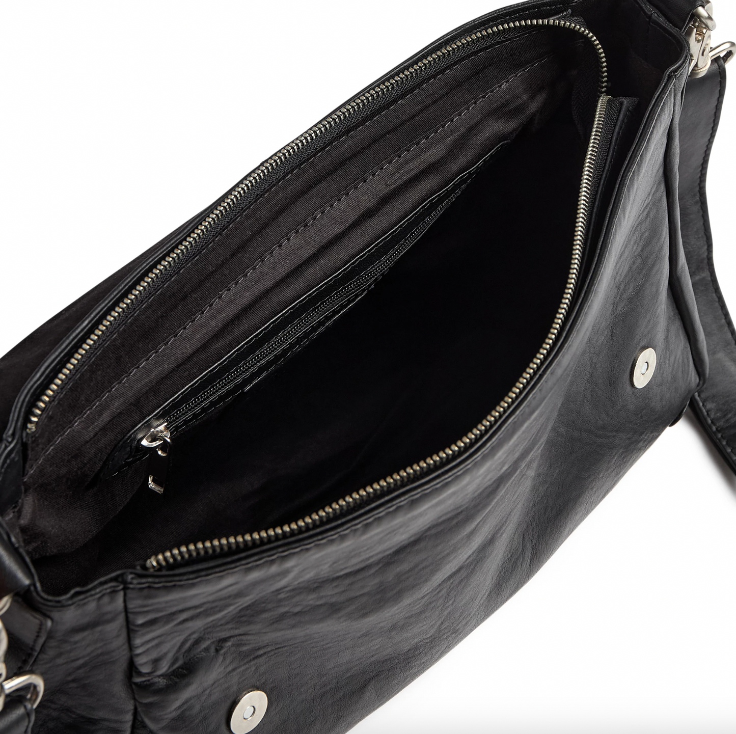 Schultertasche Mally - Black leather