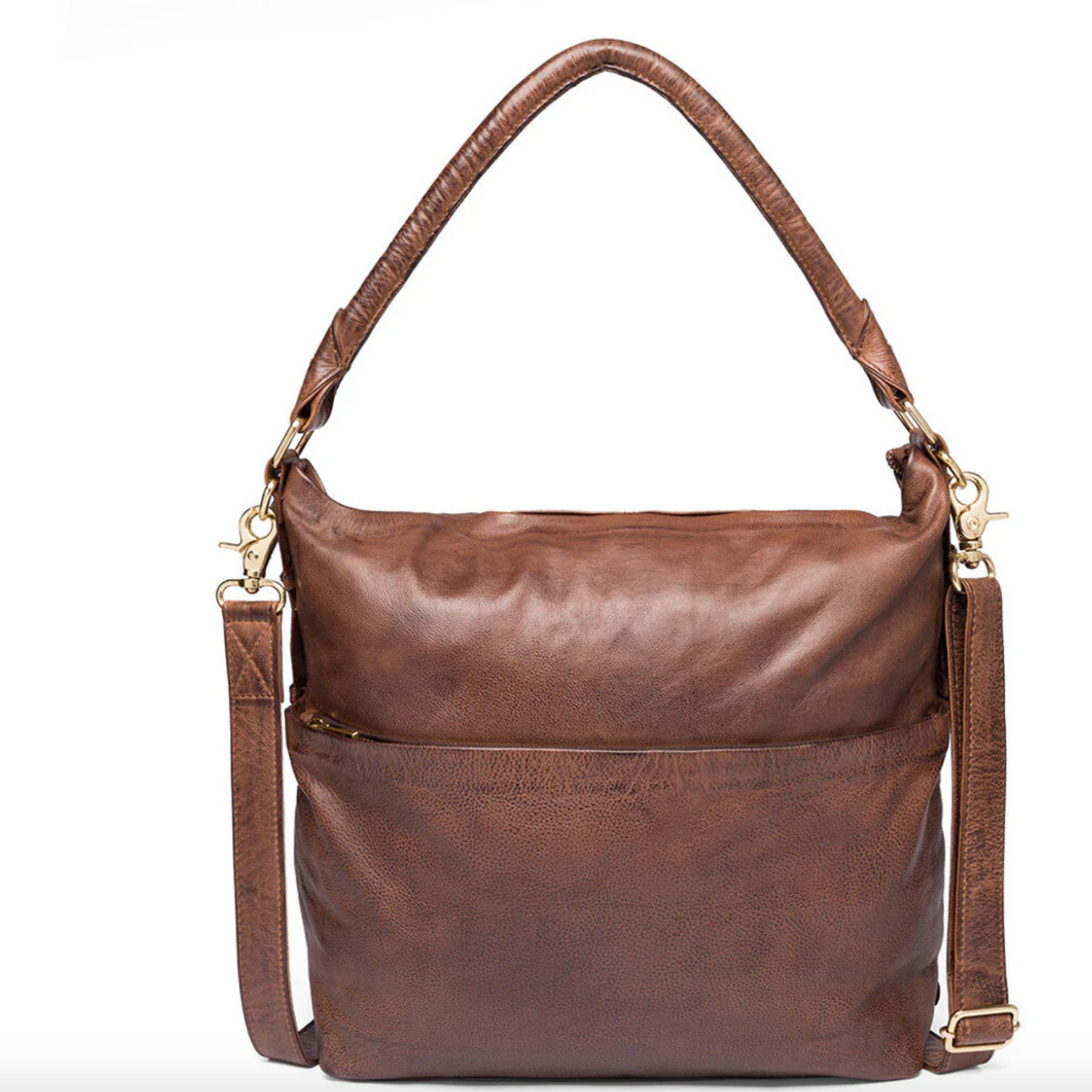 Geräumige Schultertasche in hochwertiger Lederqualität - Brandy