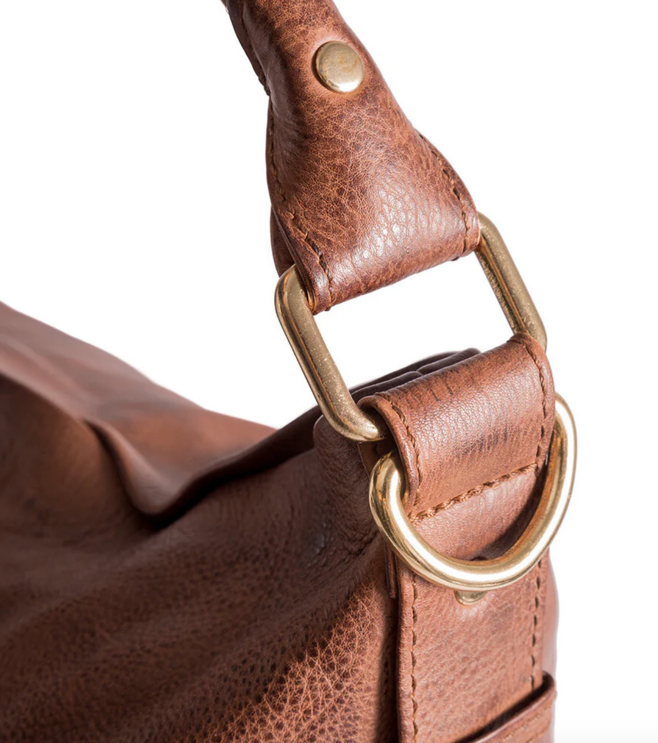 Geräumige Schultertasche in hochwertiger Lederqualität - Brandy