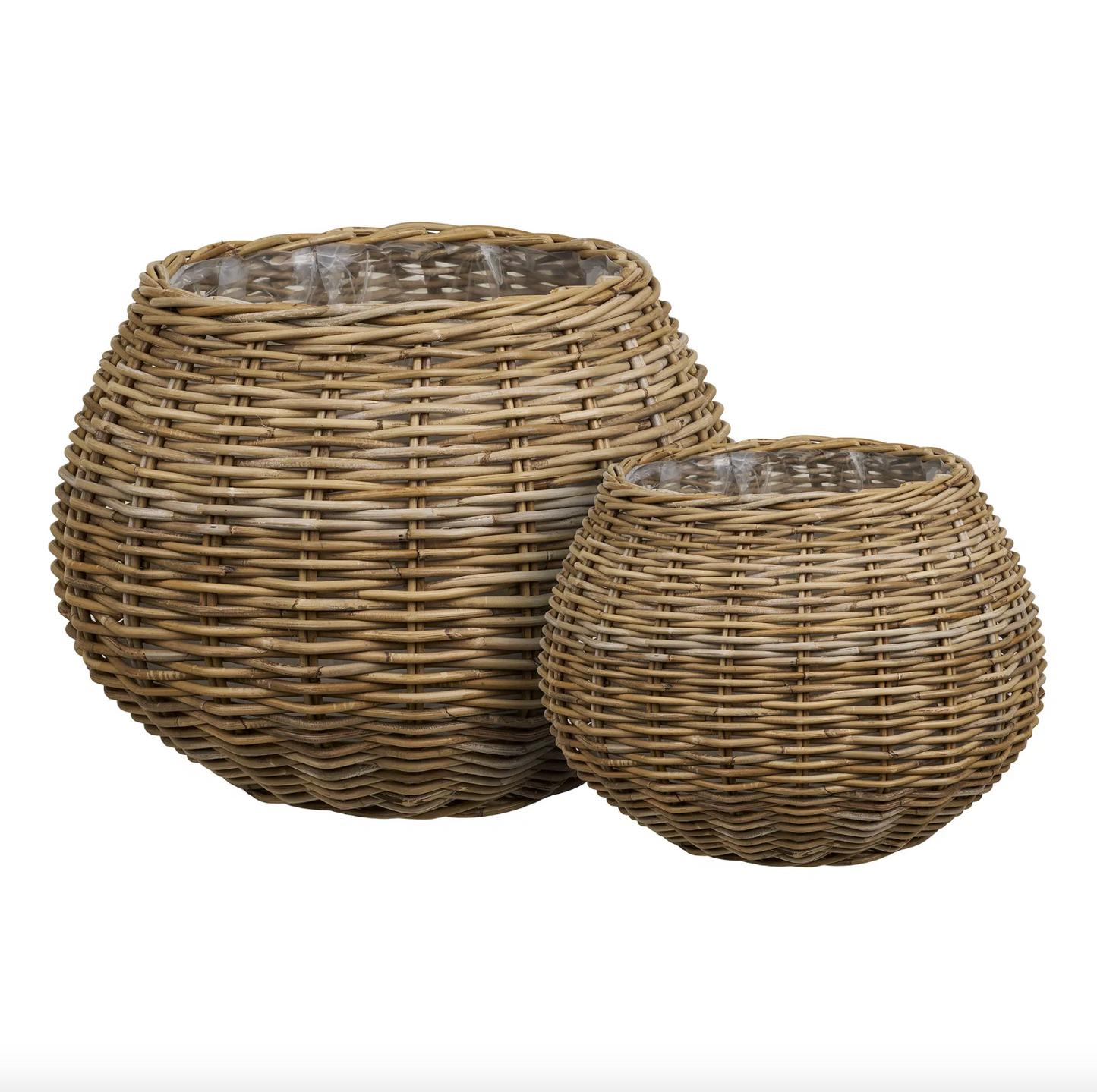 Pflanzenkörbe aus Natur-Rattan - 2 Stück
