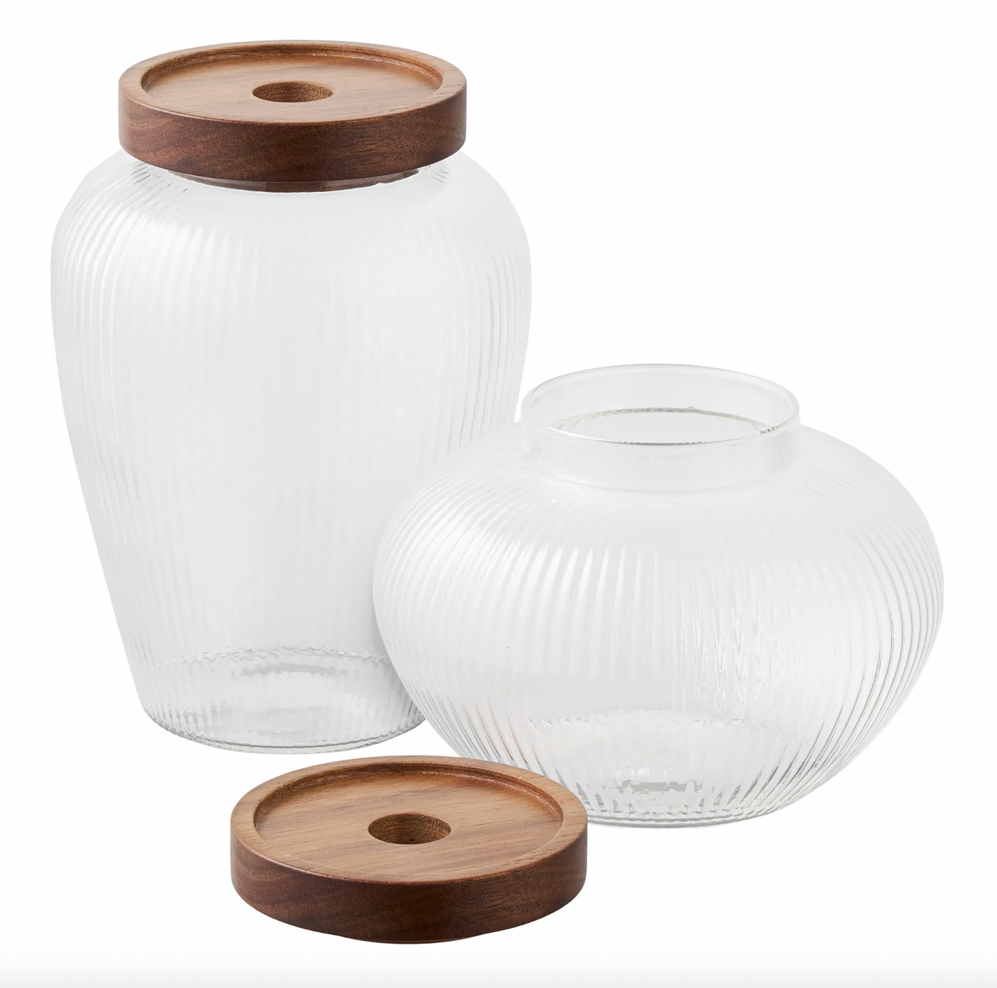 Aufbewahrungsgläser mit Holzdeckel - Set mit 2 Stk.