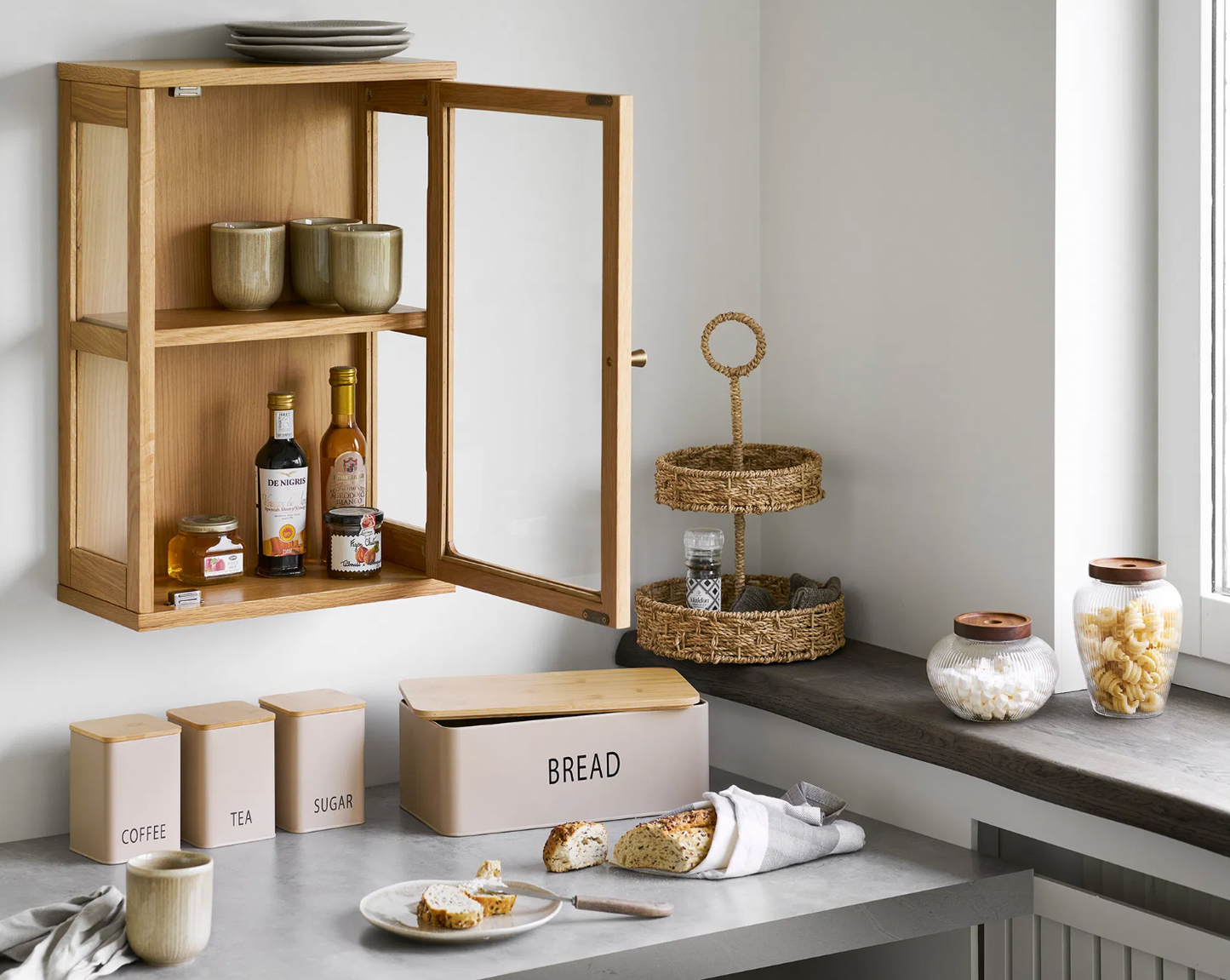 Aufbewahrungsgläser mit Holzdeckel - Set mit 2 Stk.