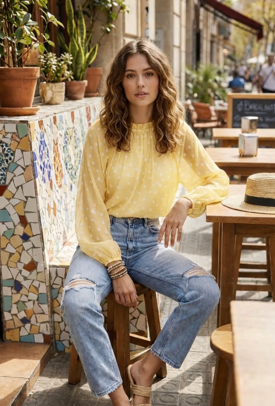 Bluse DOTS - Gelb