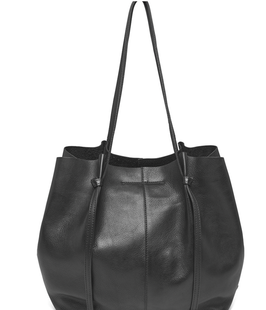 Shopper aus weichem Leder - Schwarz
