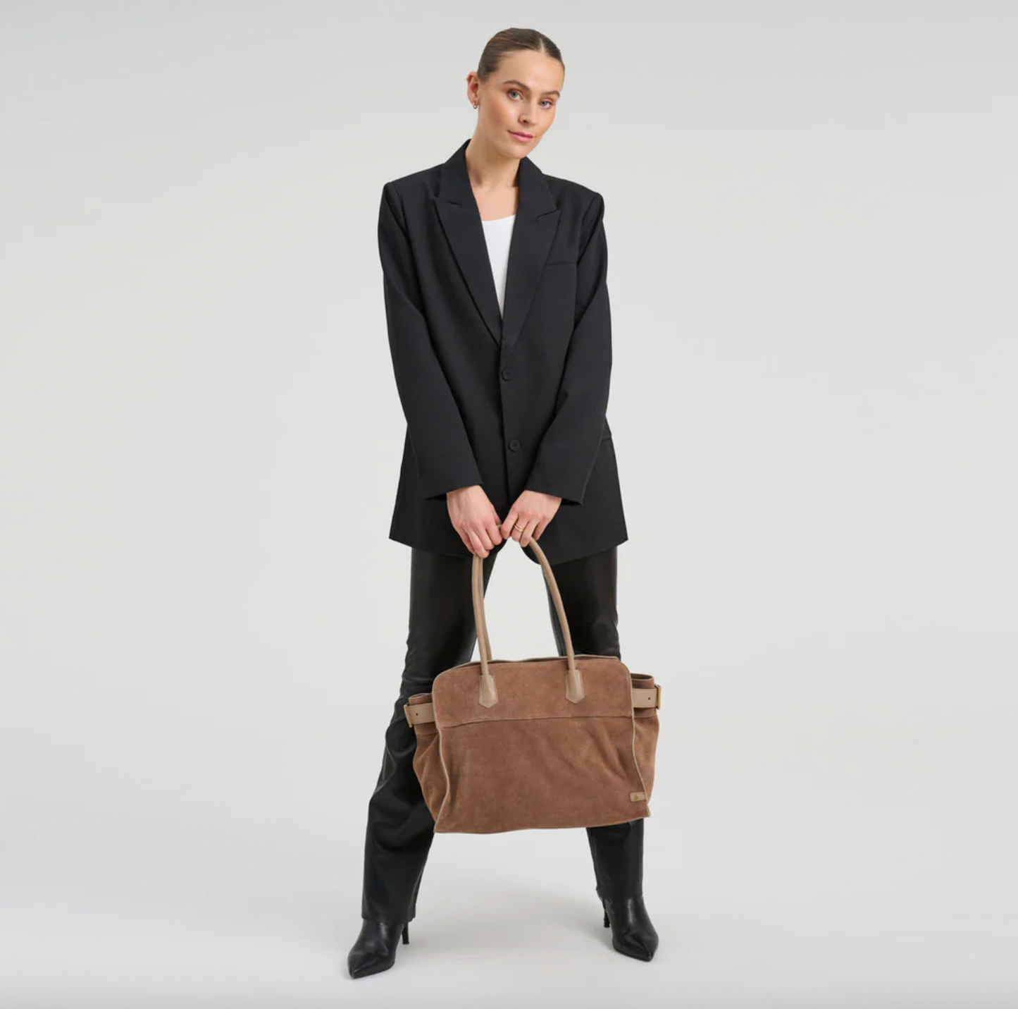 Wildleder-Shopper – Taupe