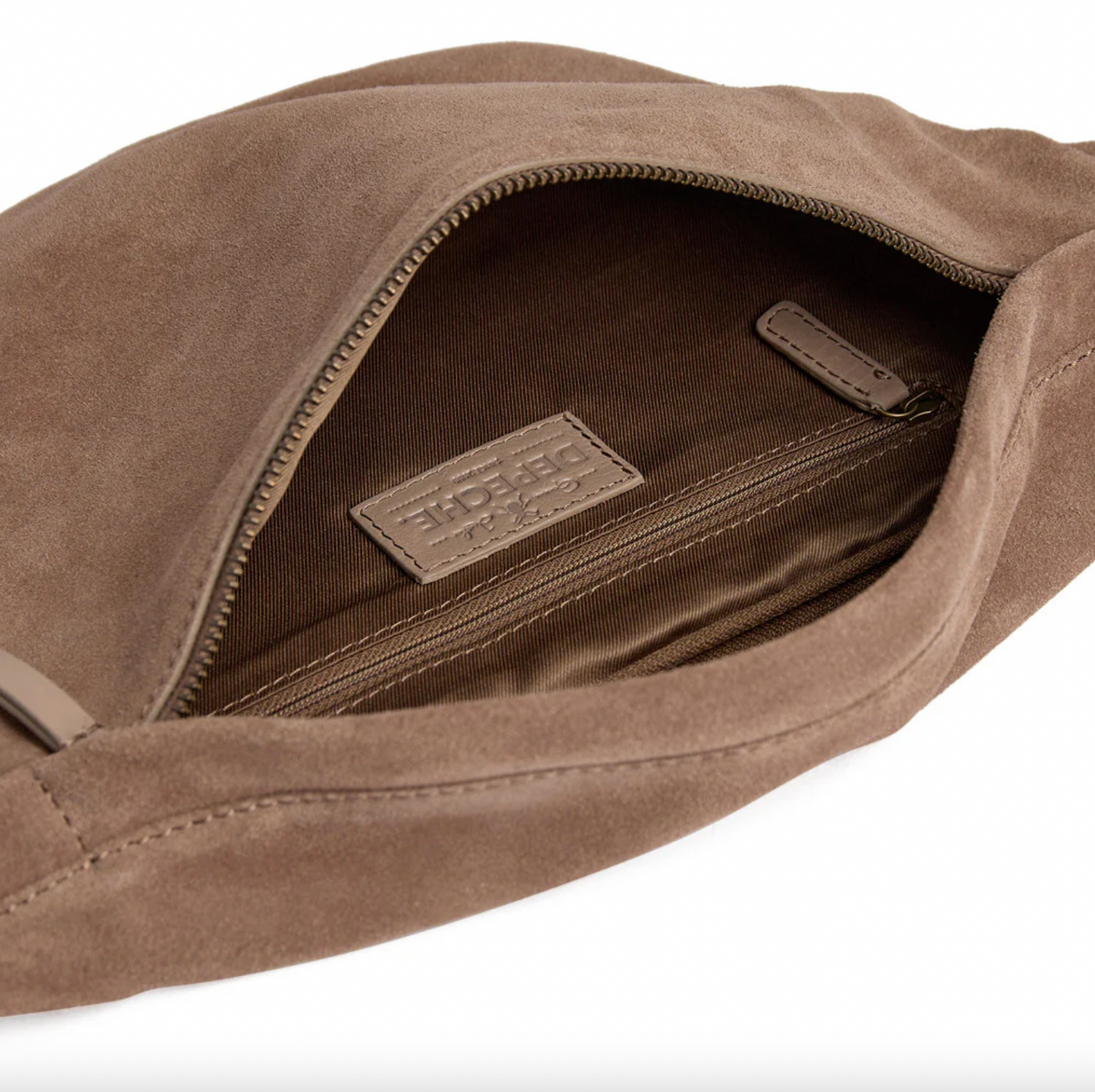 Schöne Wildleder-Bauchtasche - Taupe