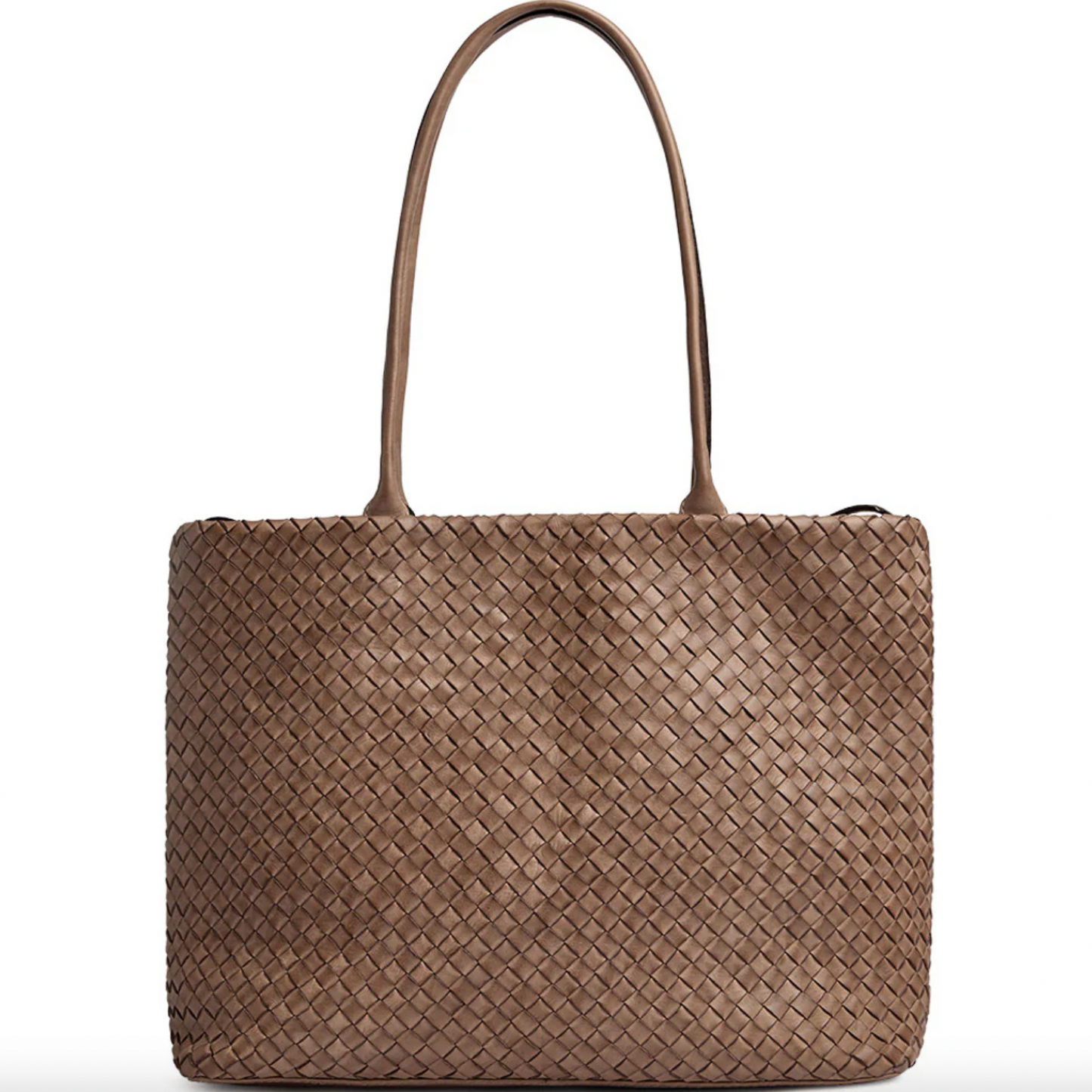 Shopper in geflochtenem Leder - Dark Taupe