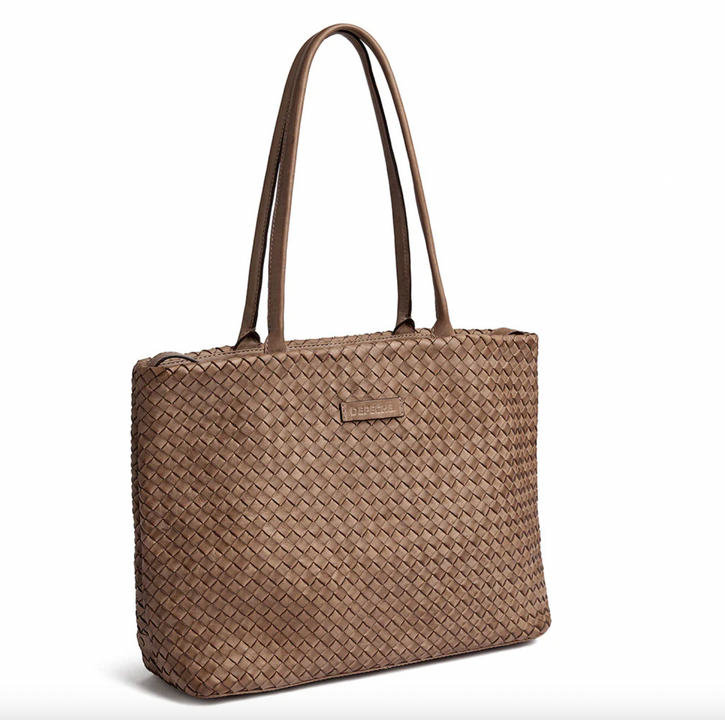 Shopper in geflochtenem Leder - Dark Taupe