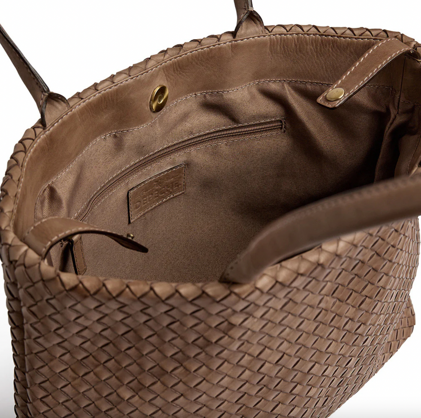 Shopper in geflochtenem Leder - Dark Taupe
