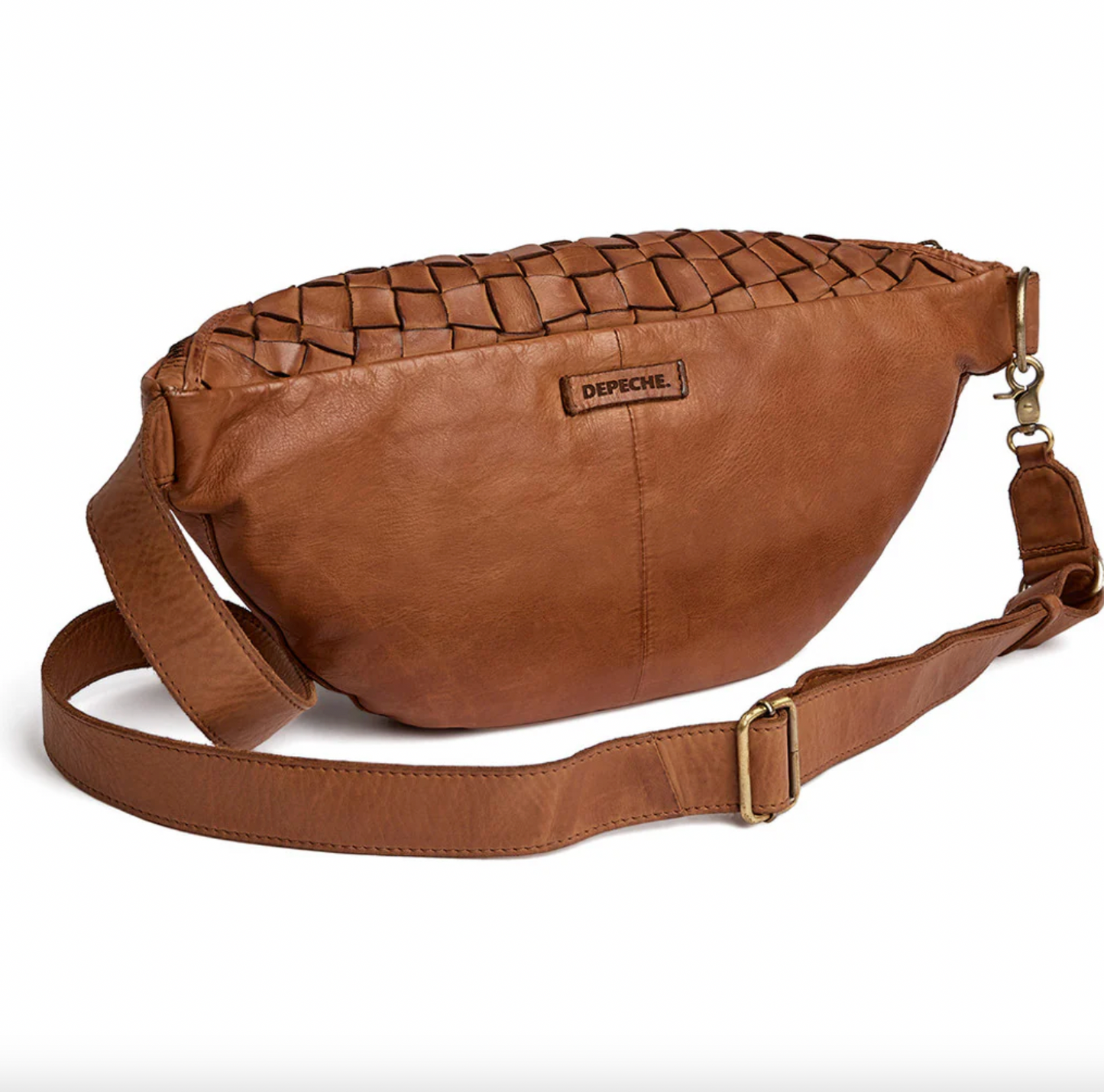 Warsaw Bauchtasche aus handgeflochtenem Leder - Vintage Cognac