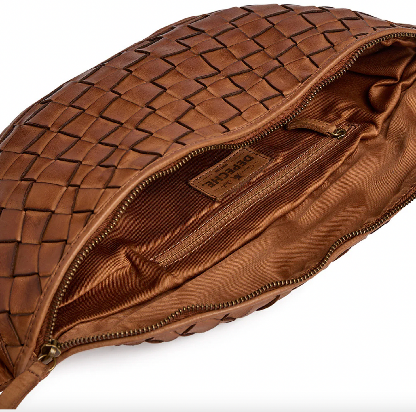 Warsaw Bauchtasche aus handgeflochtenem Leder - Vintage Cognac