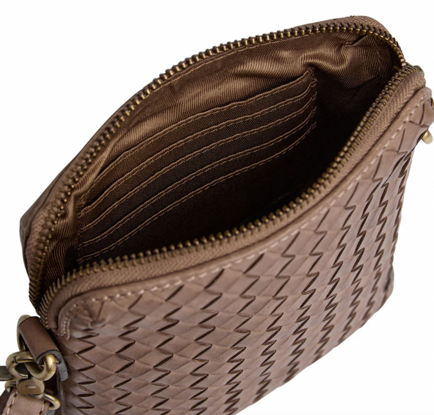 Handytasche Sofya - Handgeflochten Dark taupe