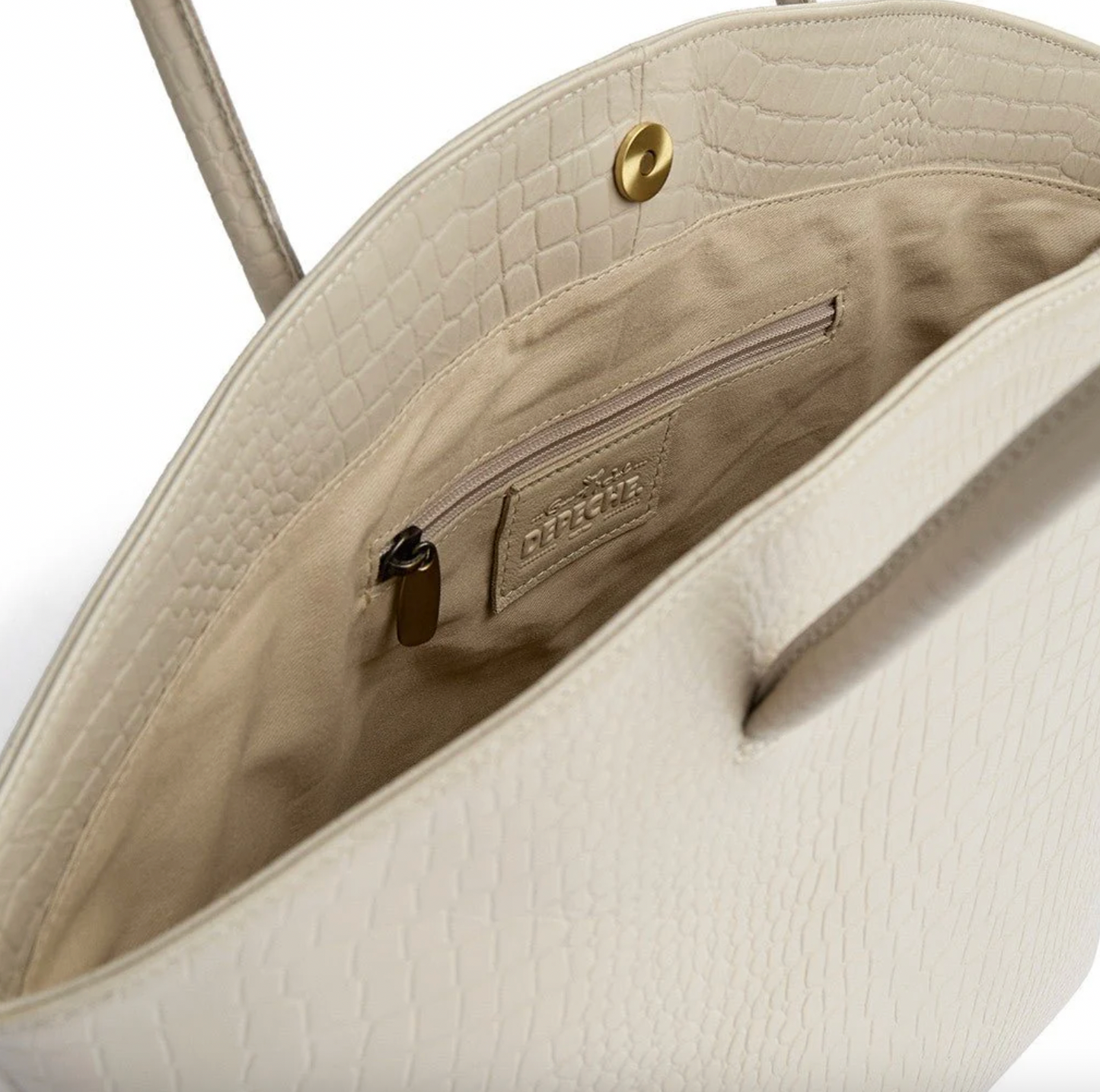 Shopper Croco aus Leder - Sand
