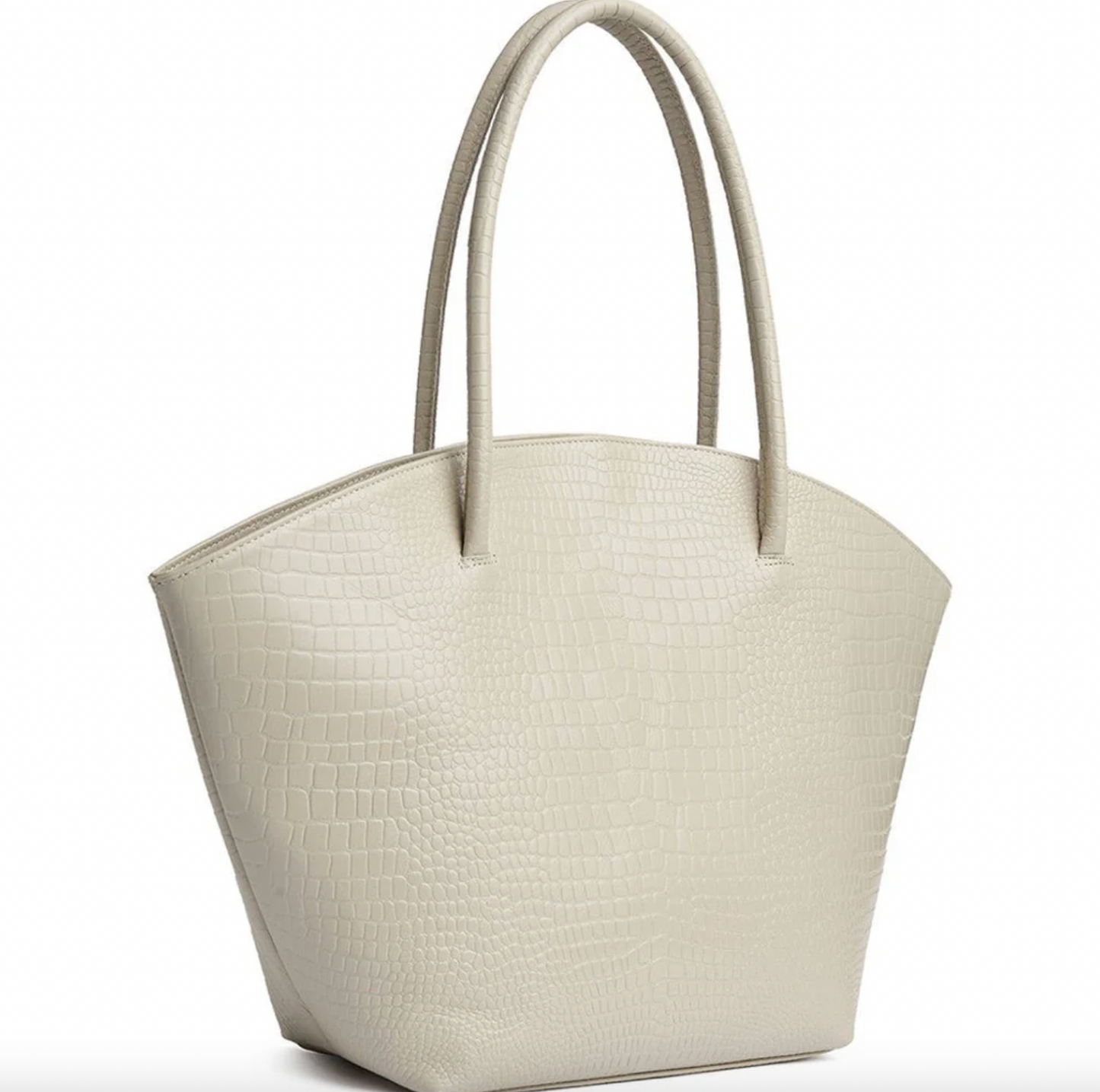 Shopper Croco aus Leder - Sand