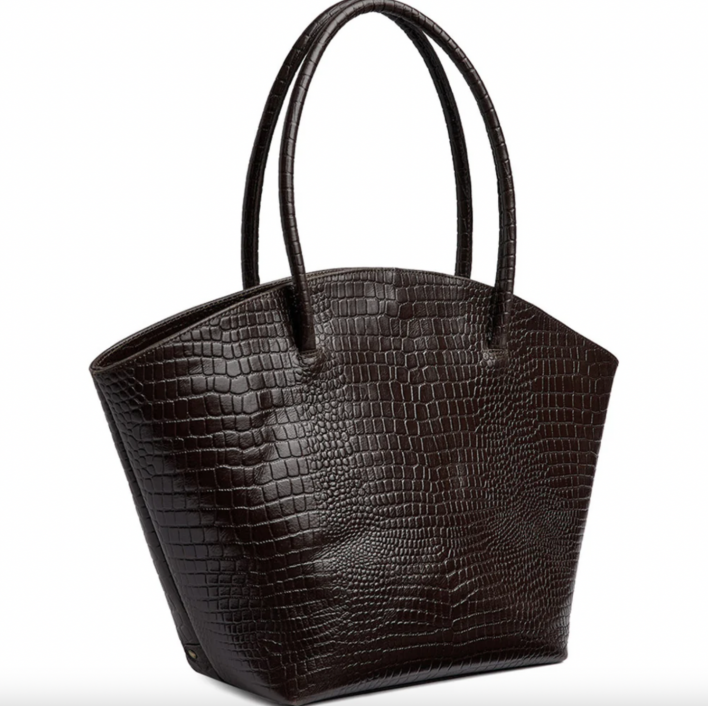 Croco-Shopper aus Leder - Braun