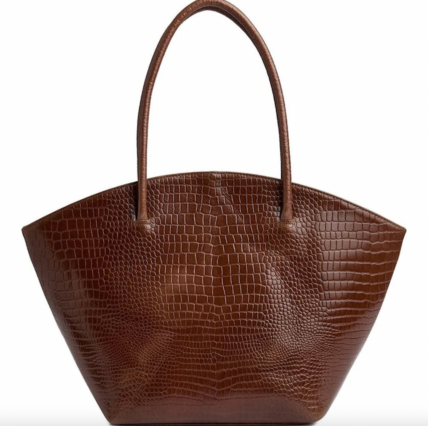 Croco-Shopper aus Leder - Cognac