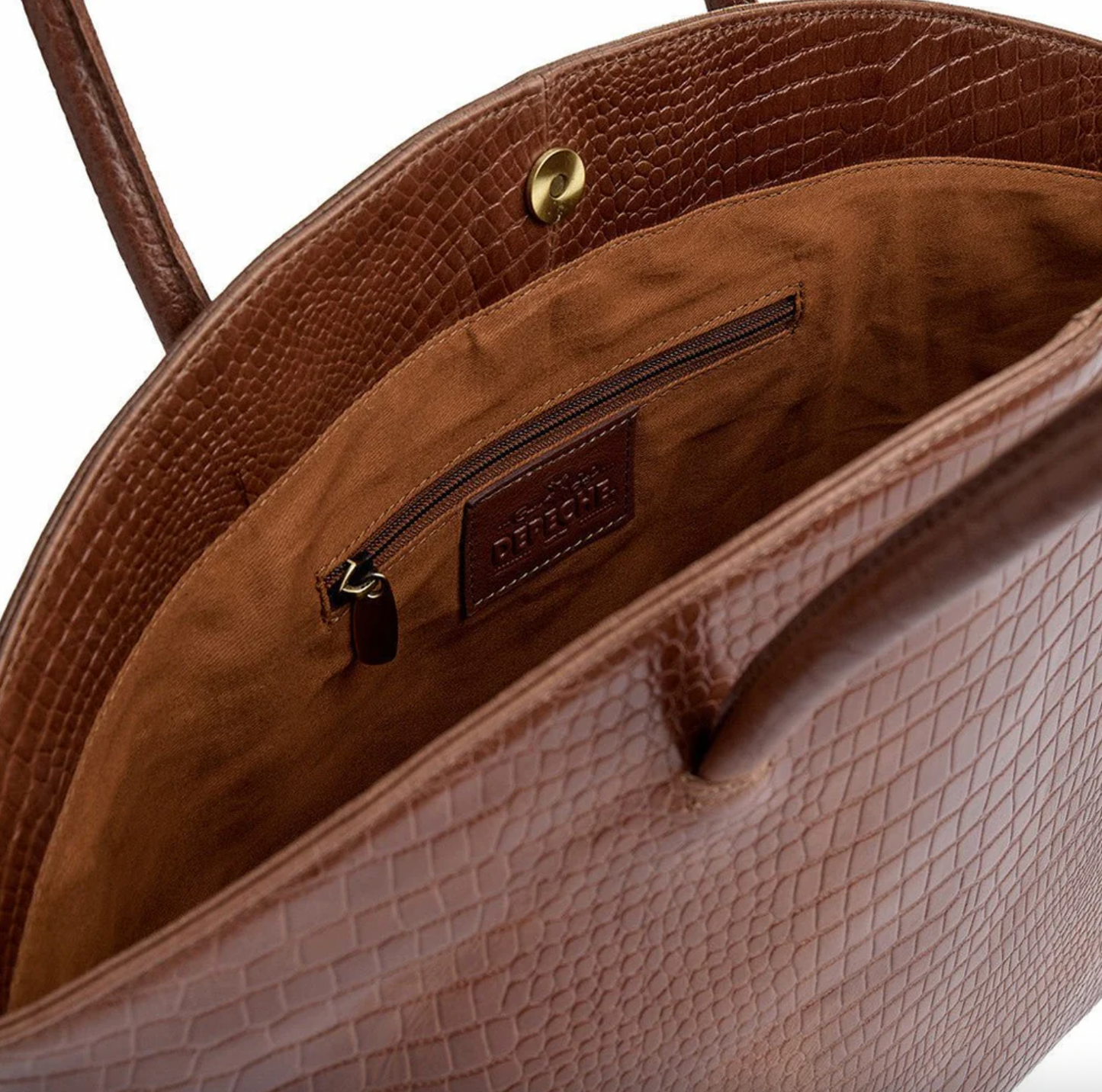 Croco-Shopper aus Leder - Cognac