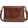Croco-Clutch aus Leder - Cognac