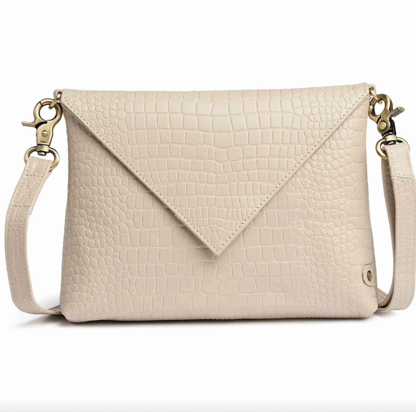 Clutch Croco aus Leder - Sand