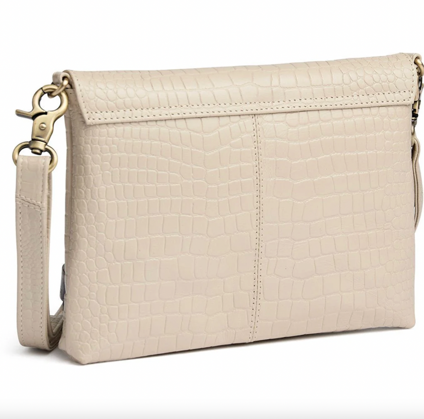 Clutch Croco aus Leder - Sand