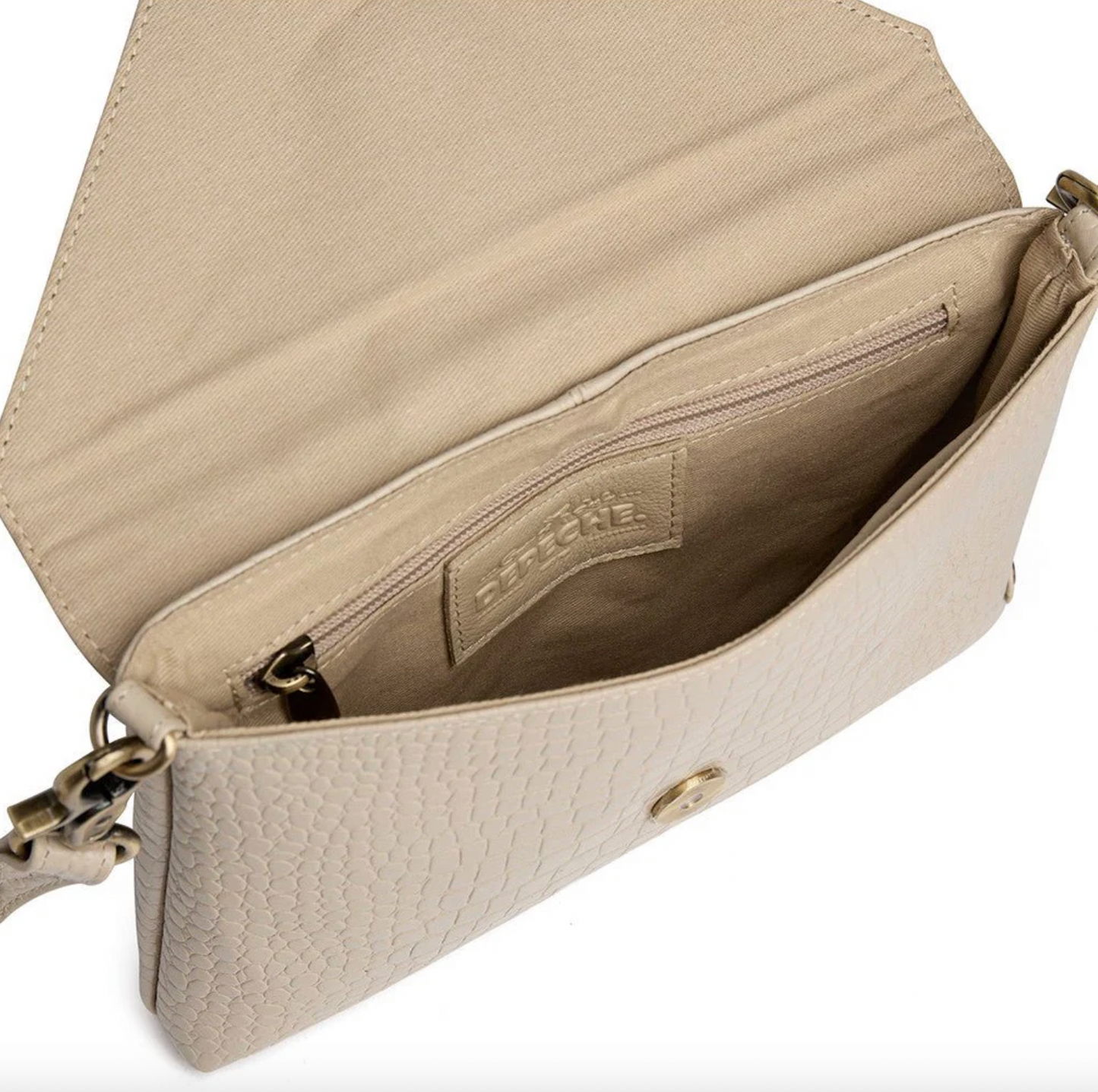 Clutch Croco aus Leder - Sand