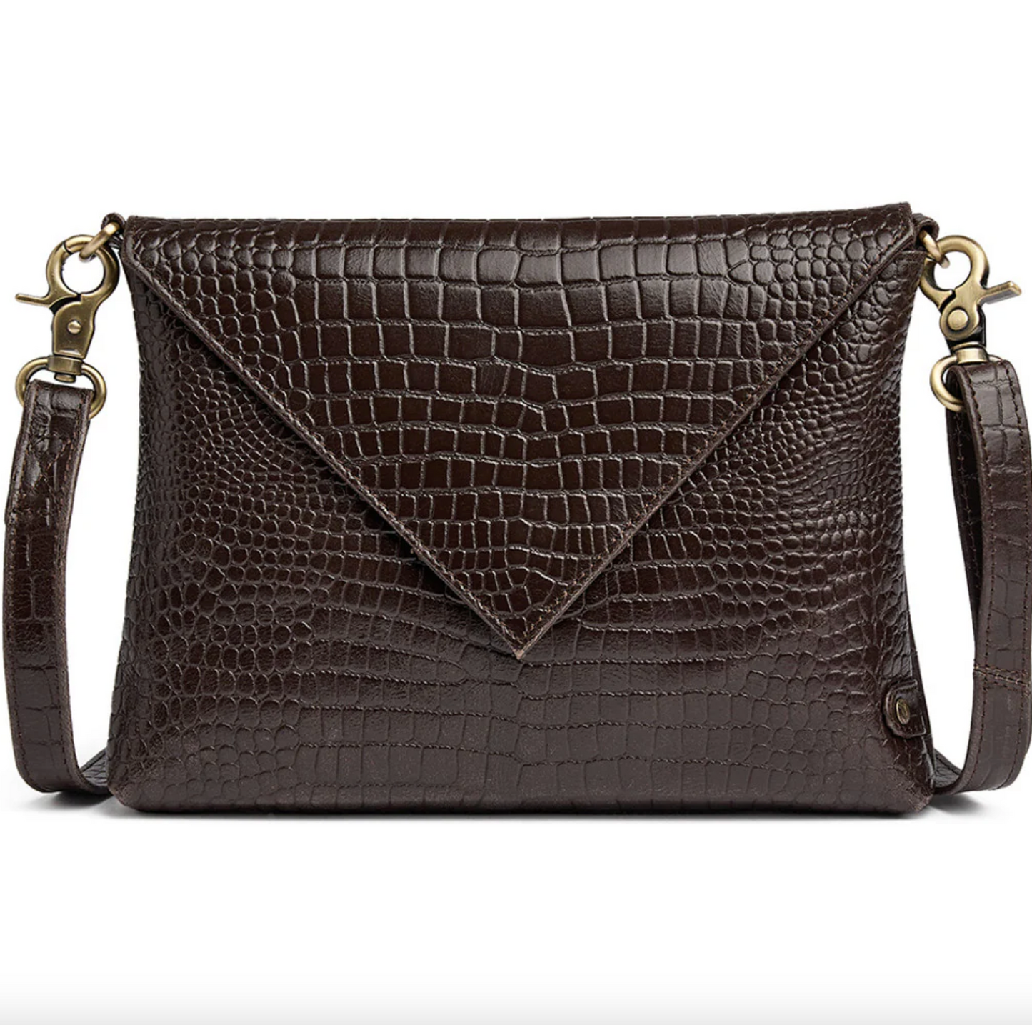 Clutch Croco aus Leder - Braun