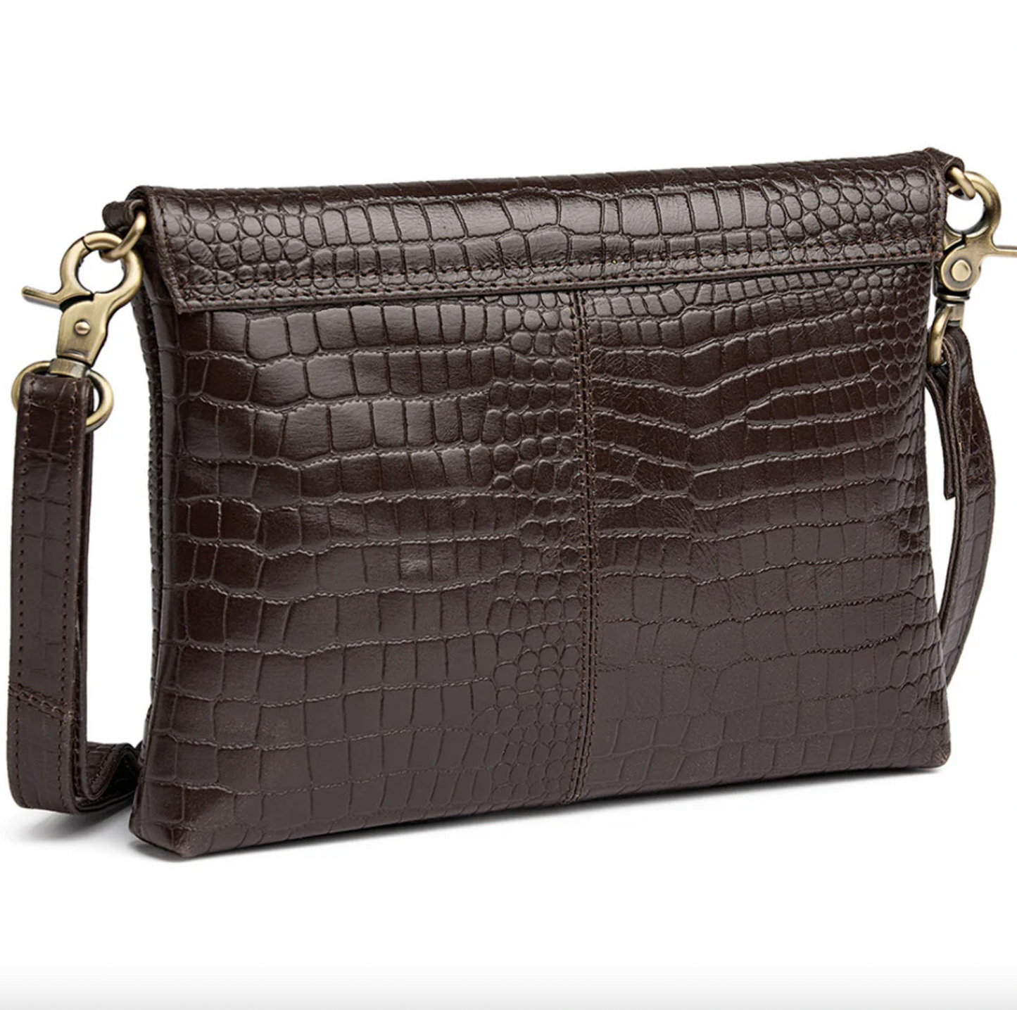 Clutch Croco aus Leder - Braun