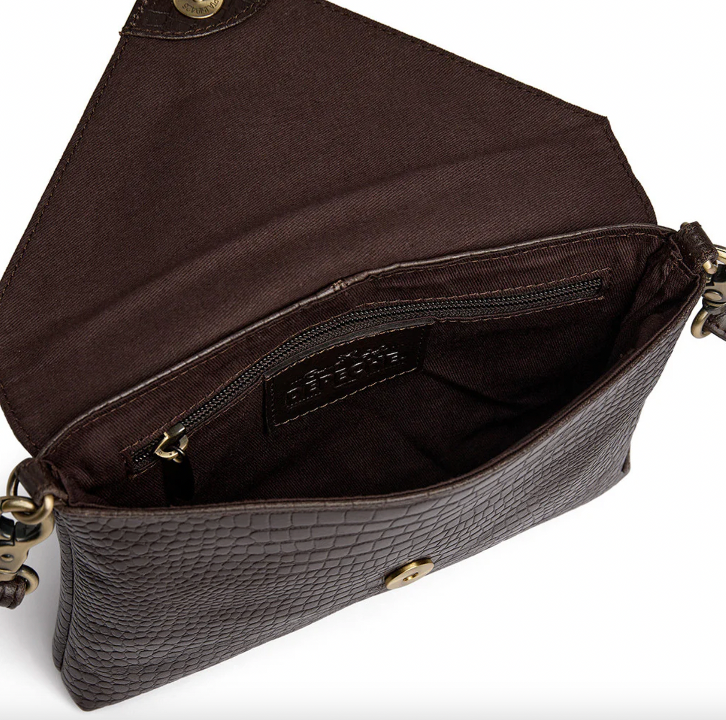 Clutch Croco aus Leder - Braun