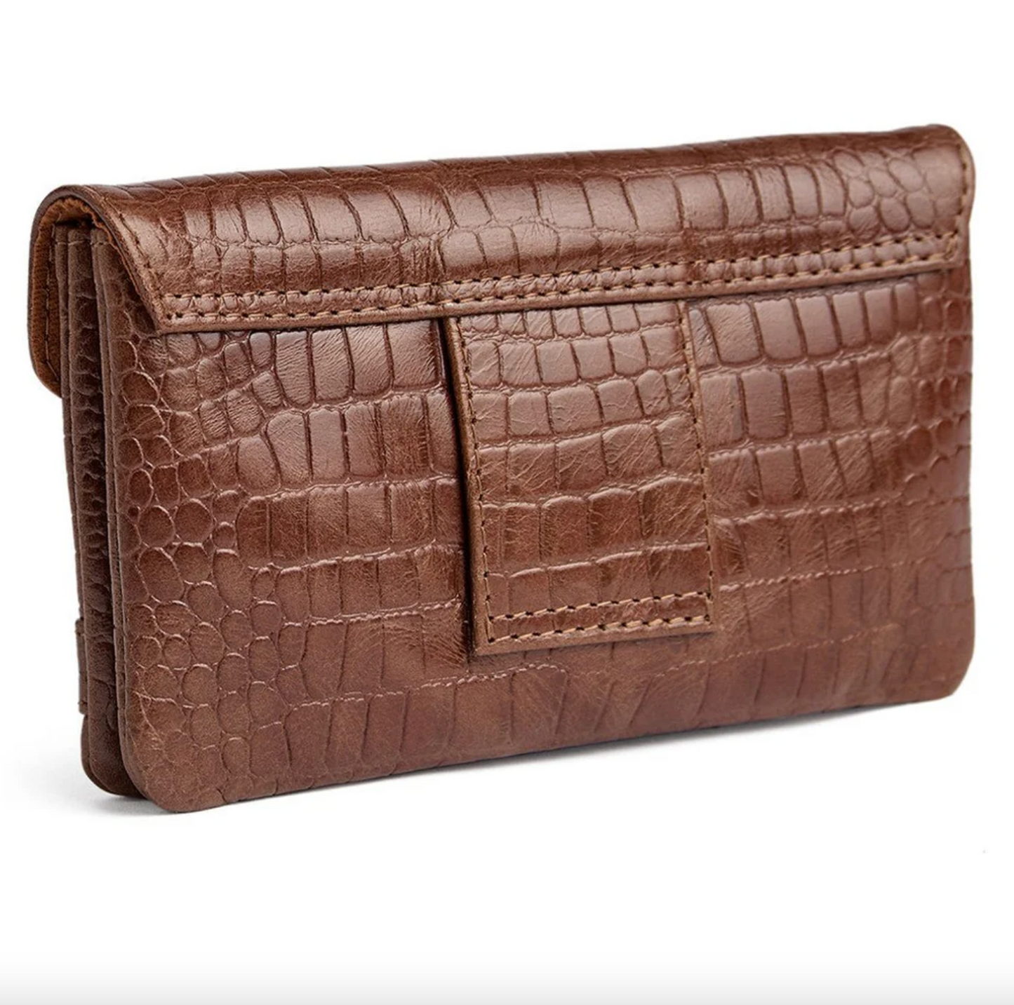 Croco-Portemonnaie aus Leder - Cognac