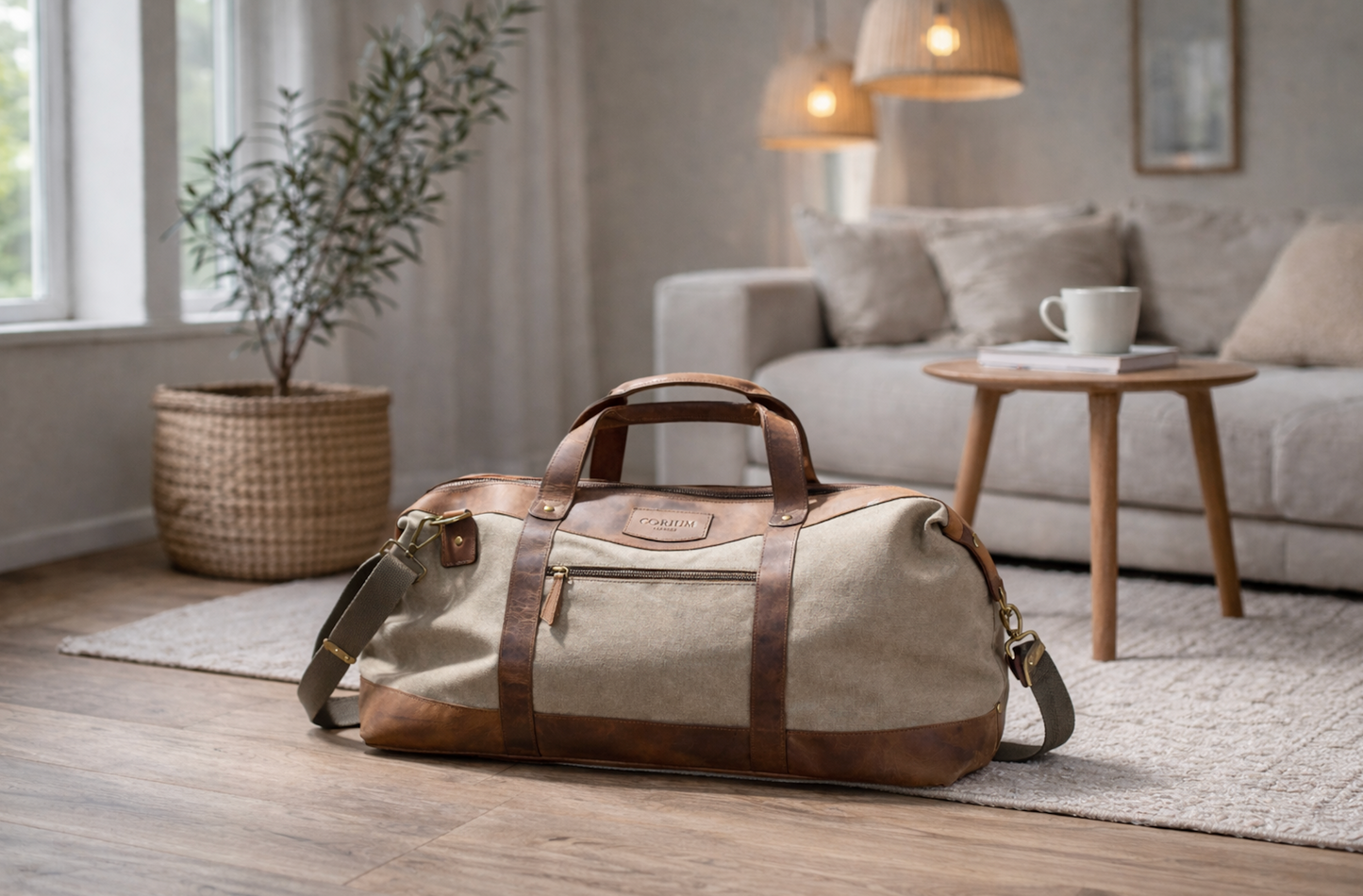 Wochenendtasche aus Leder und Canvas - Canvas HUNTER