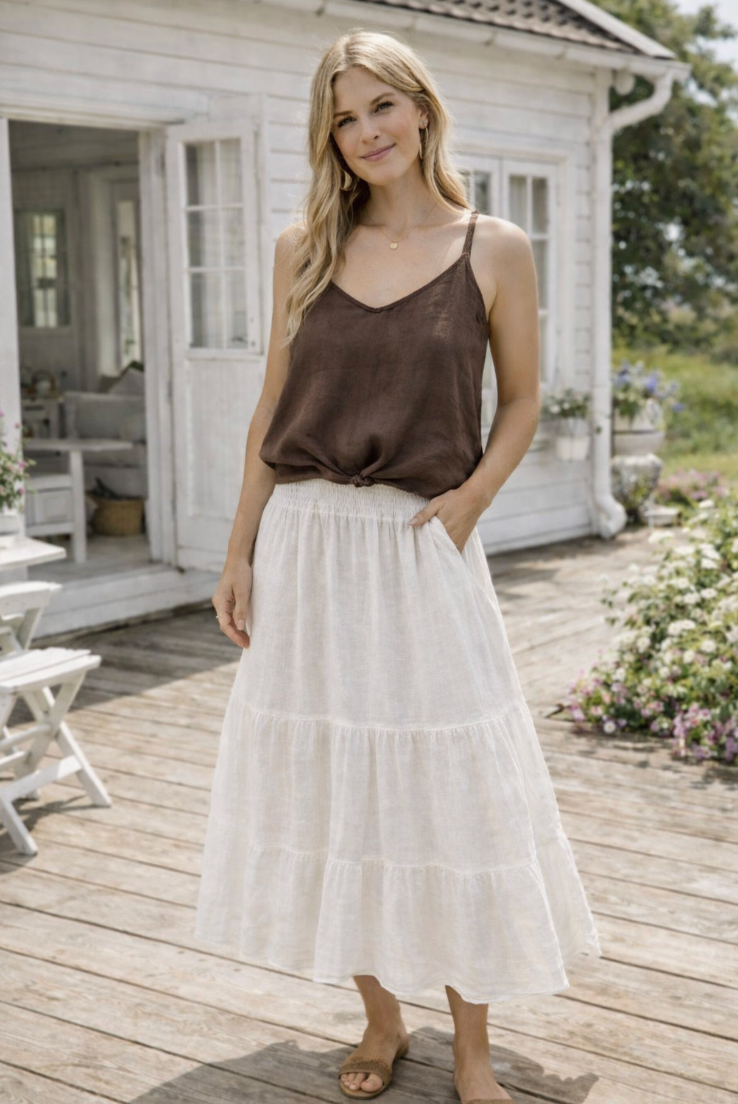 Top NAOMI braun - 100% Leinen