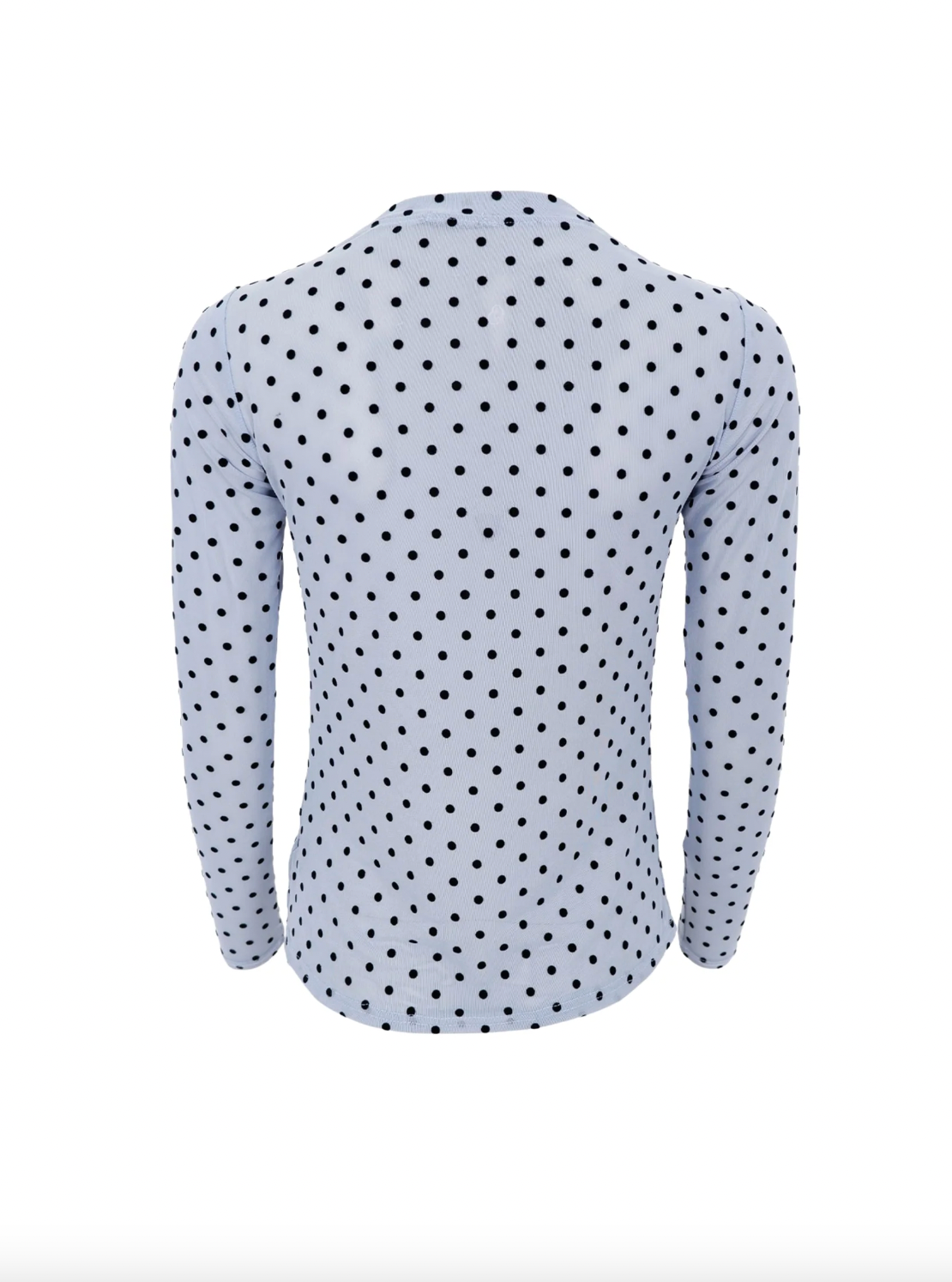 Gepunktete Meshbluse - Jeansblau