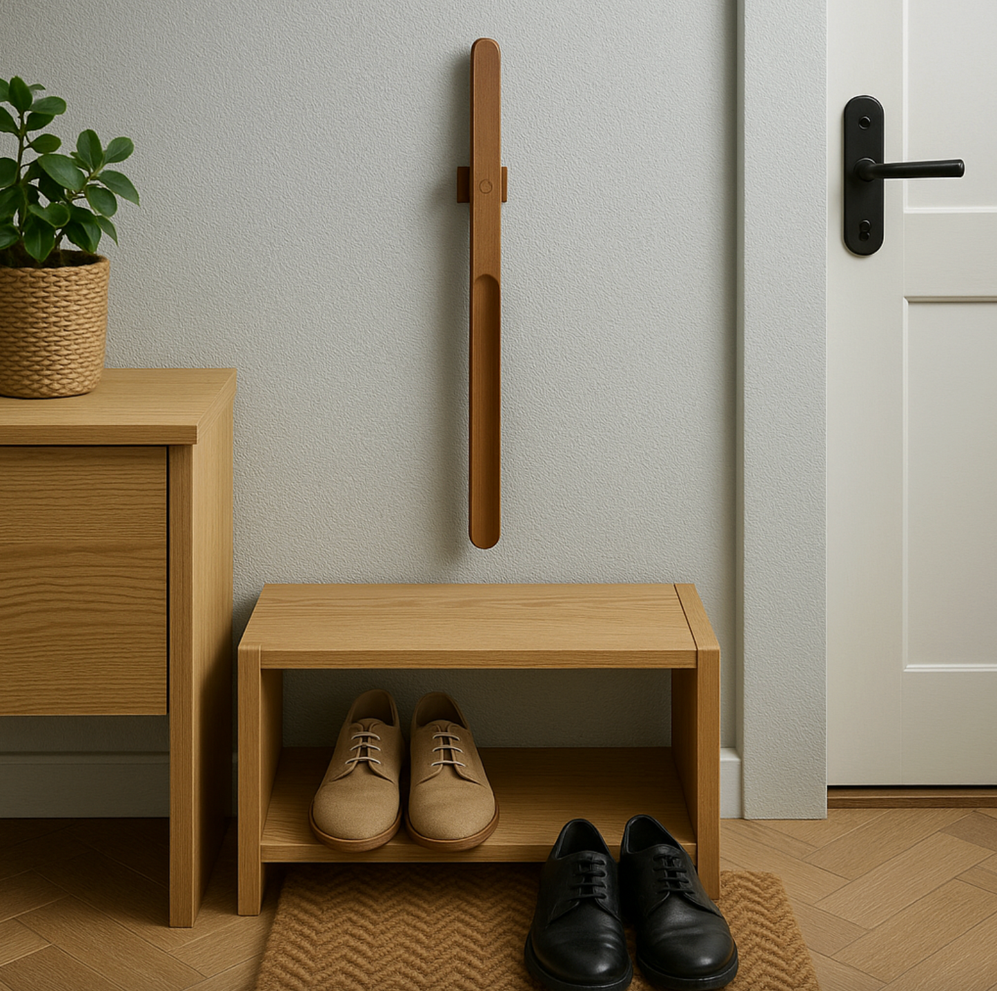 Schuhlöffel aus Holz mit Magnet - Dunkles Holz