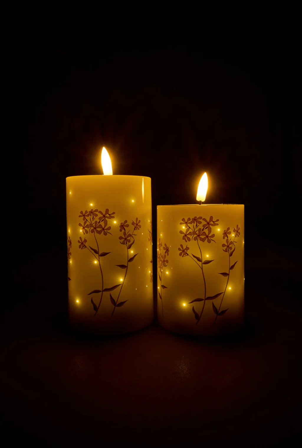 LED-Stumpenkerzen TWINKLE flower - Set mit 2 Stk.