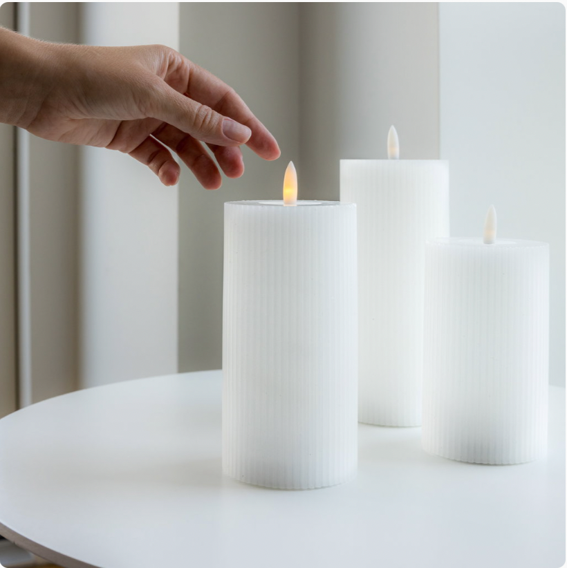 Touch-LED-Lichtpaket gerillt - 3er Pack weiß