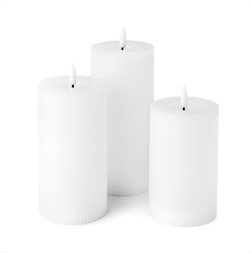 Touch-LED-Lichtpaket gerillt - 3er Pack weiß
