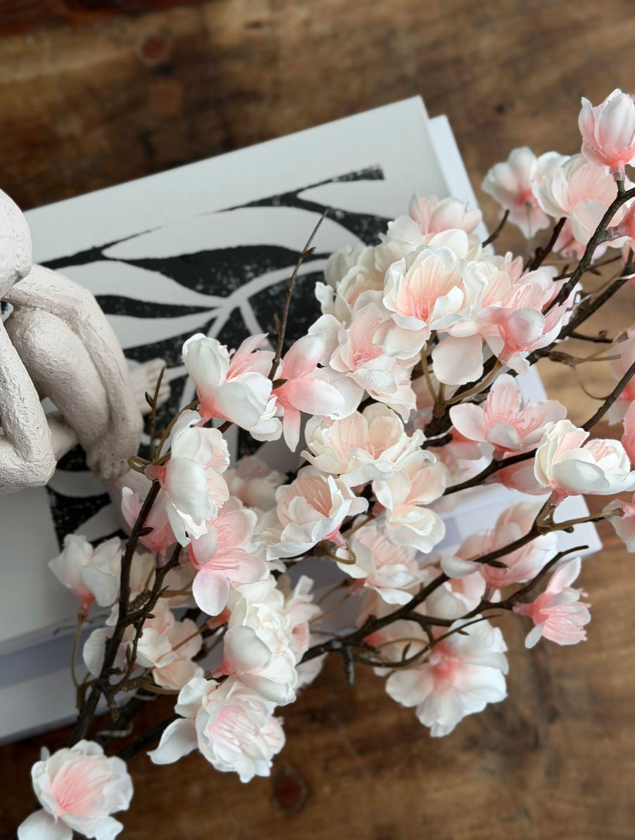Kirschzweig mit Licht - Rosa / Weiß