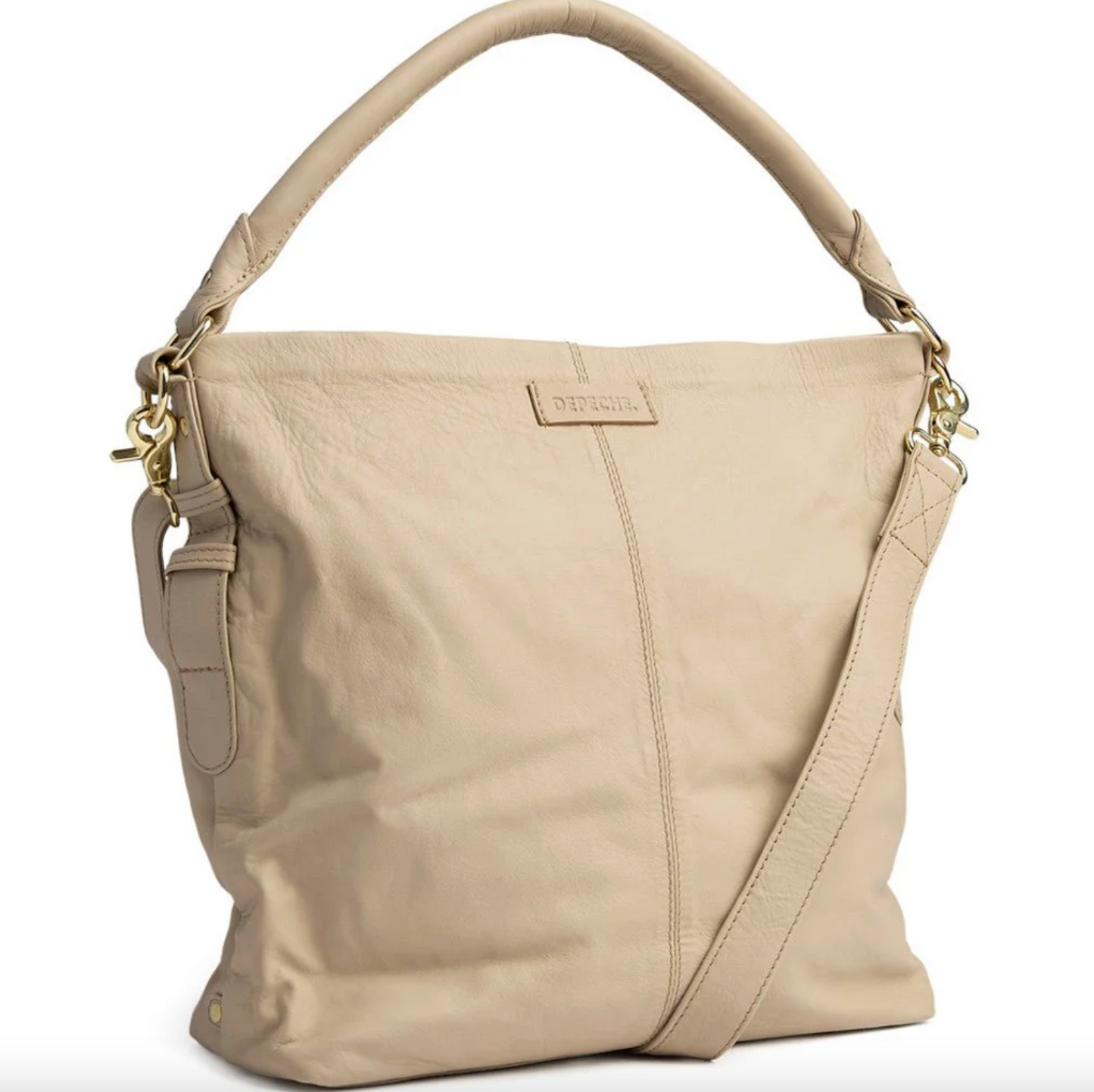 Geräumige Schultertasche in hochwertiger Lederqualität - Sand