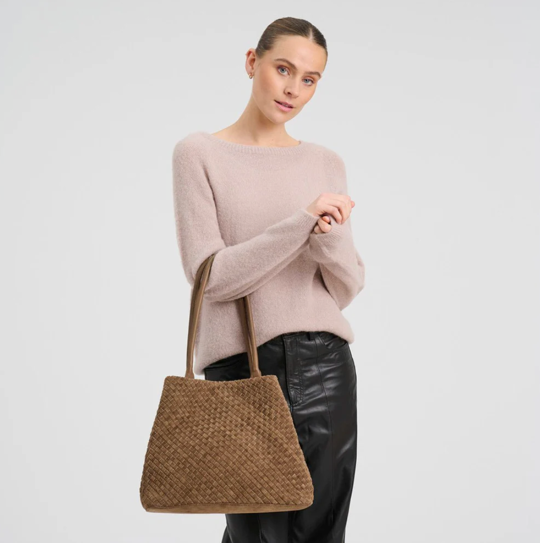 Handgeflochtene Wildleder-Handtasche - Mud