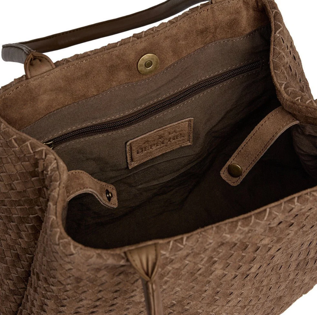 Handgeflochtene Wildleder-Handtasche - Mud
