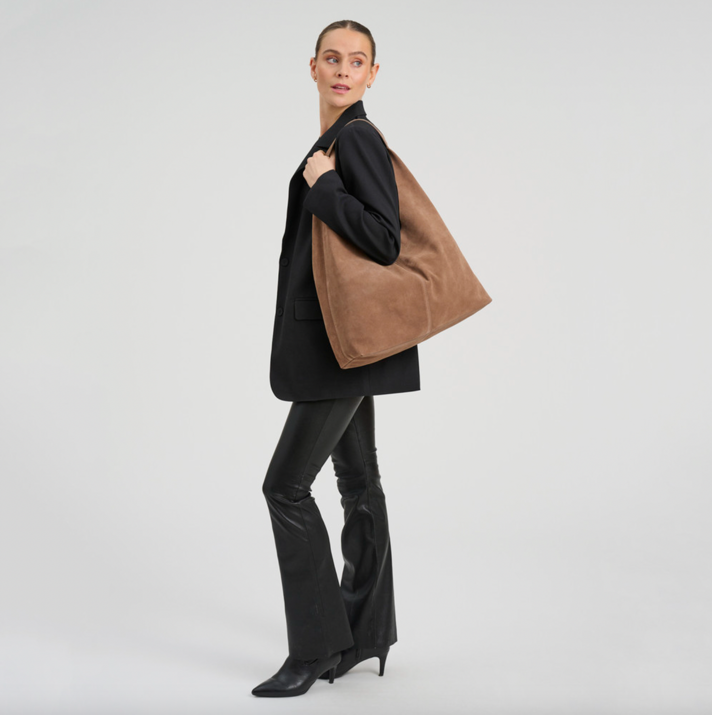 Shopper aus weichem Wildleder - Sand
