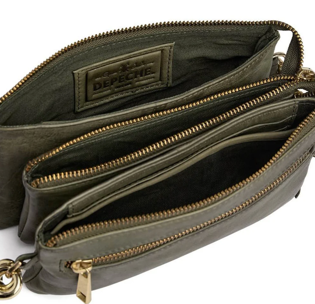 Clutch / Ledertasche - Armygrün