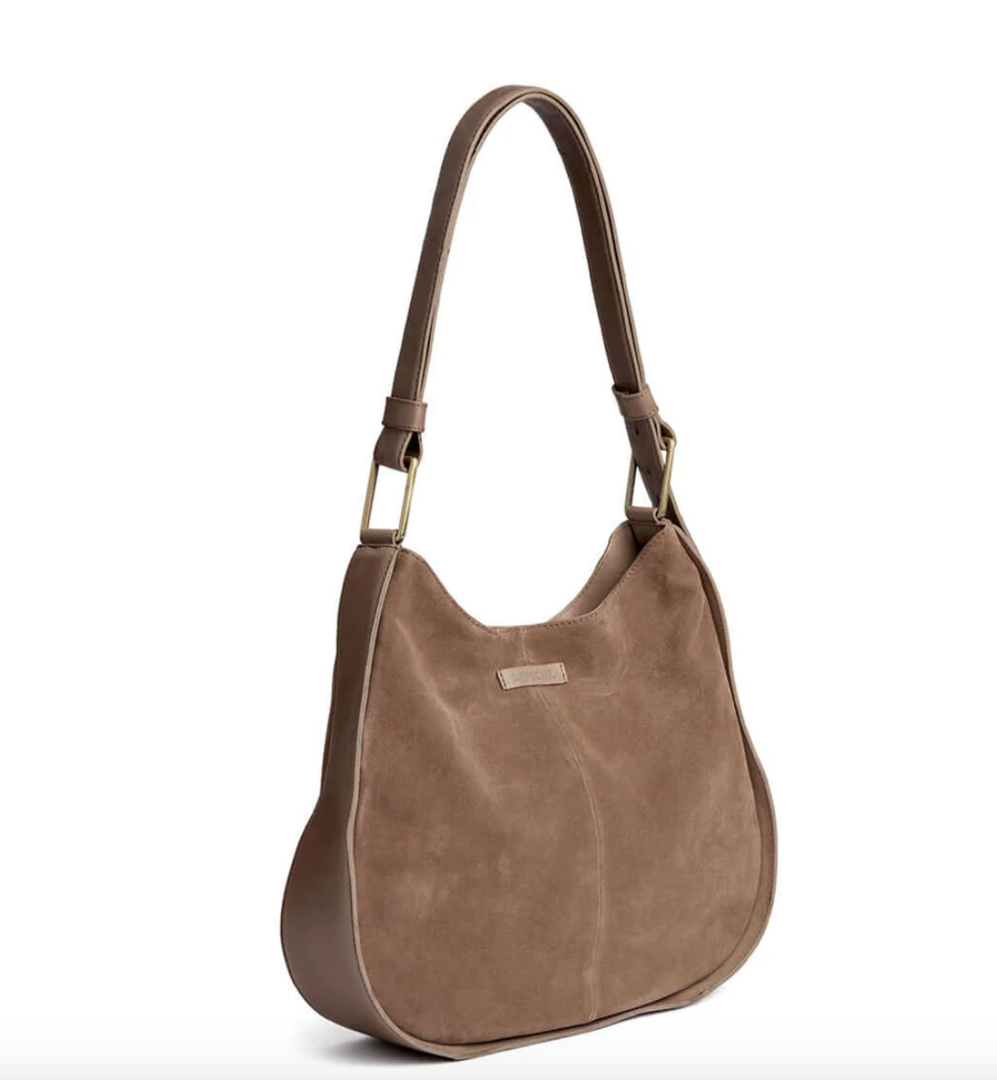 Schultertasche aus Wildleder und Rindsleder